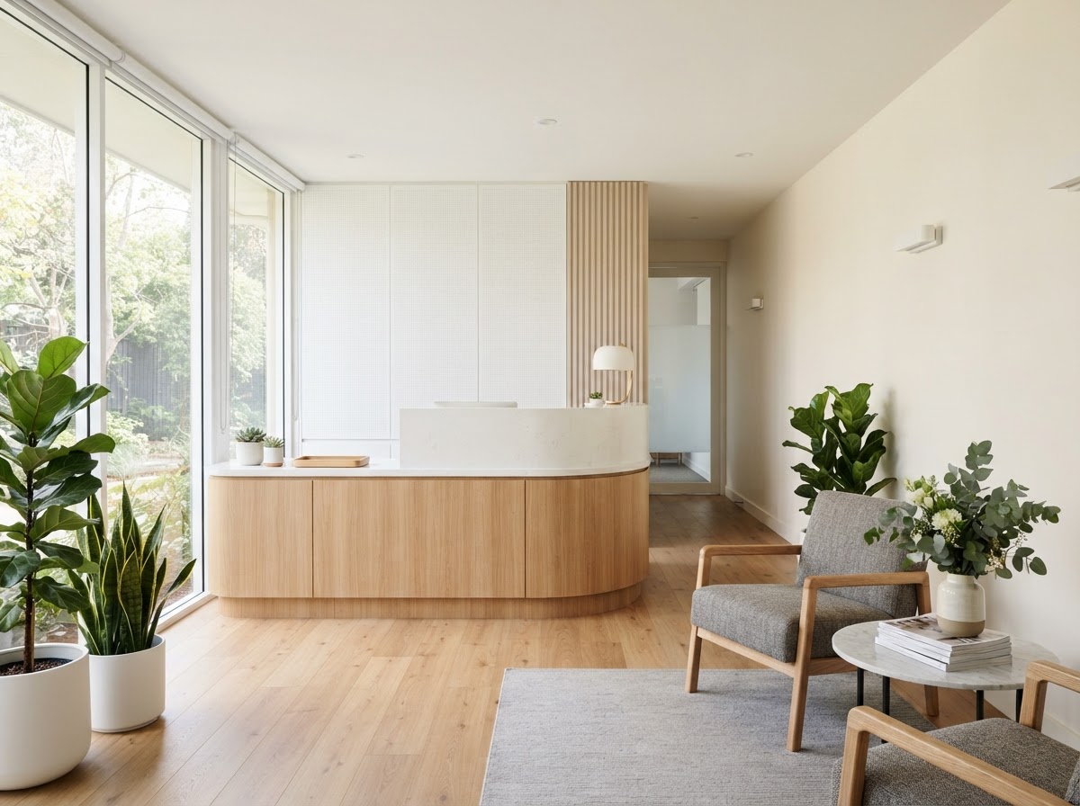 A bright, clean dental practice reception area