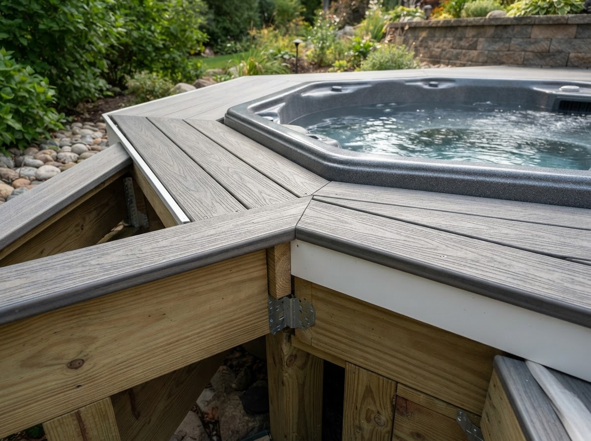 Hot tub deck structural framing and footings New Hampshire