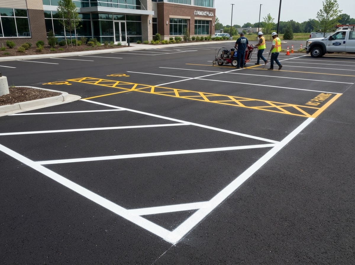 Parking lot line striping