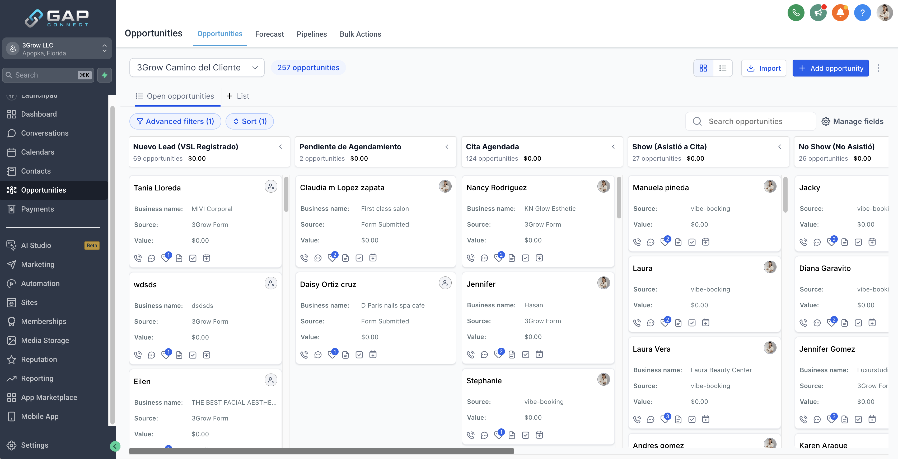 GAP Connect CRM - Pipeline de Oportunidades y Leads