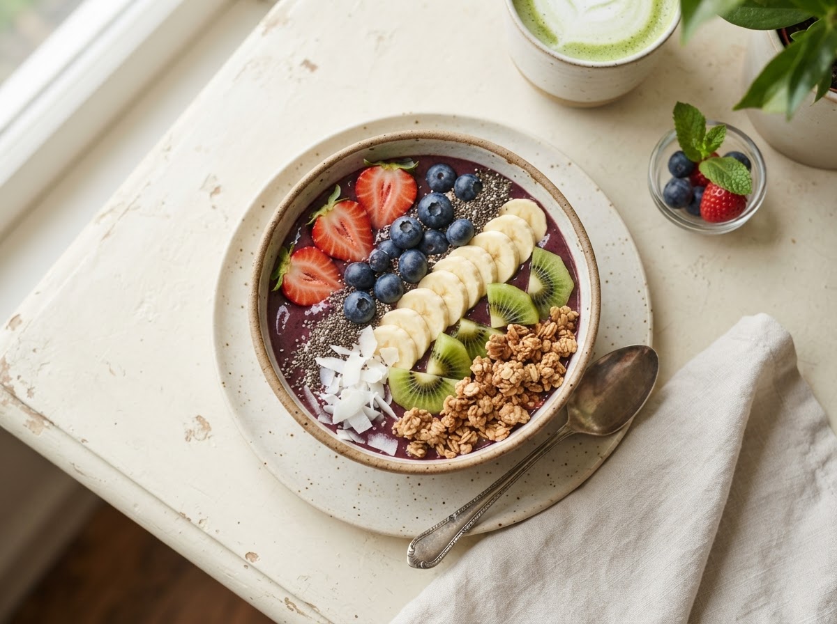 Organic açaí bowl with fresh toppings