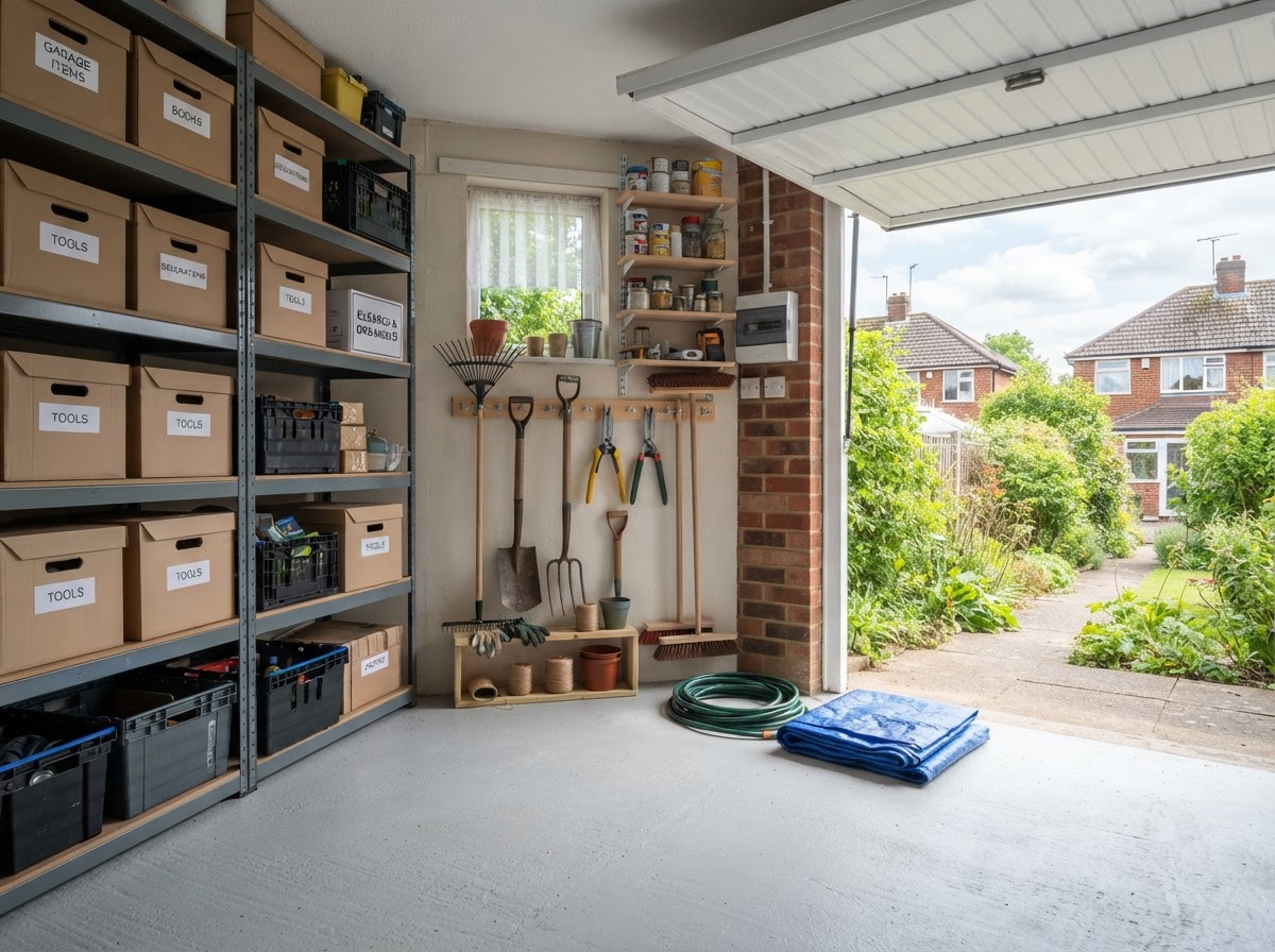 A cleared garage space following a Staffordshire garage clearance