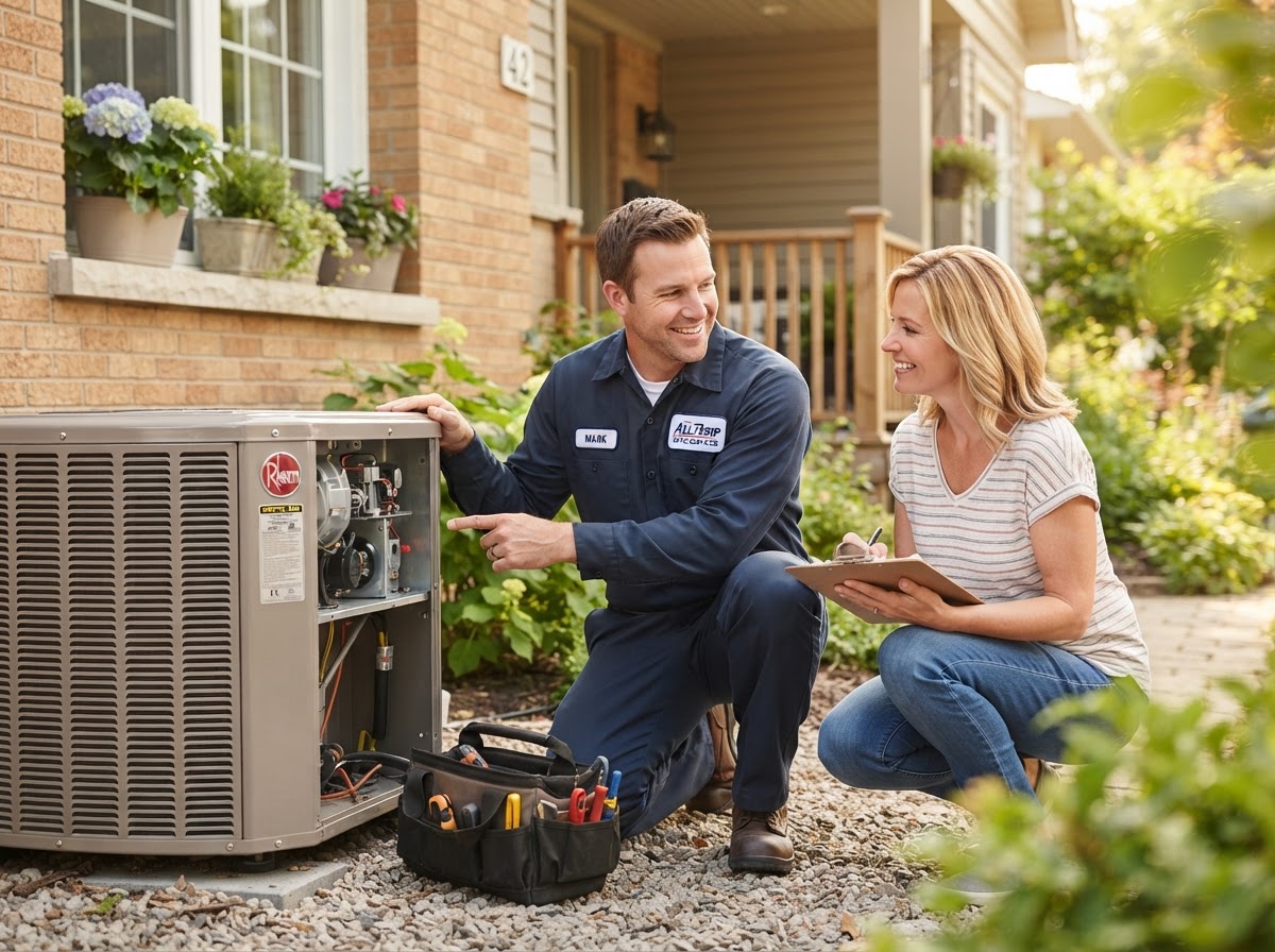 HVAC technician helping a homeowner in Orlando