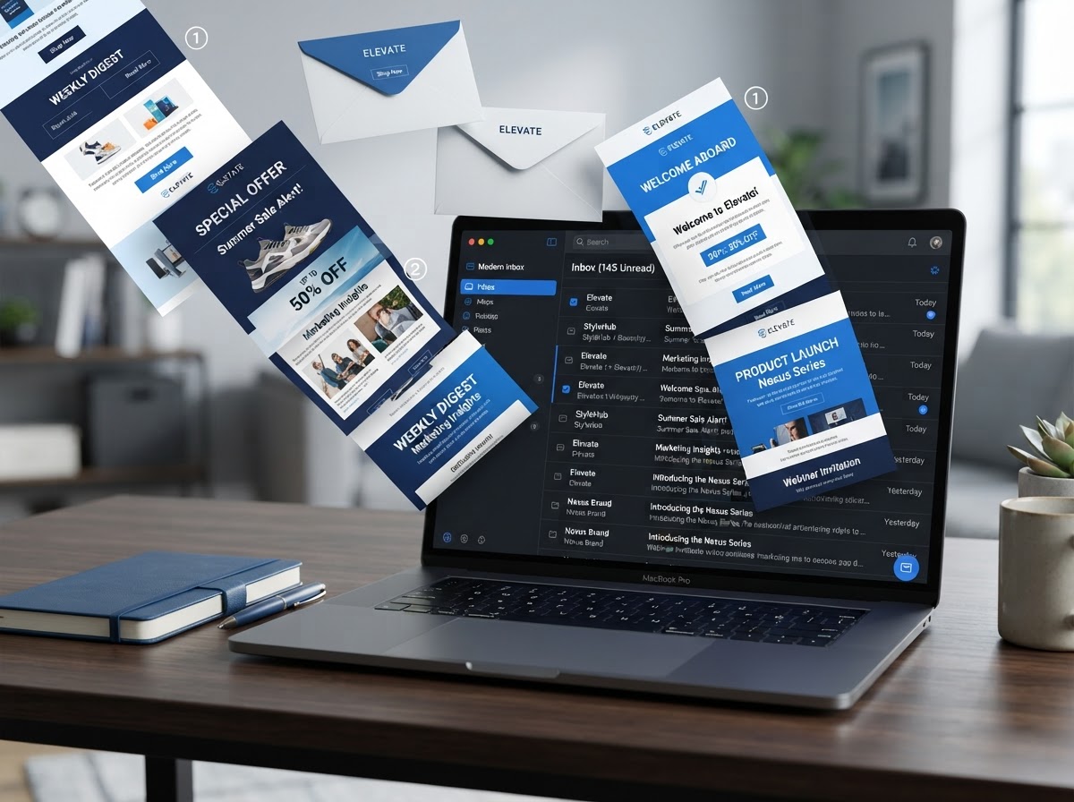 Branded email marketing newsletters and campaigns