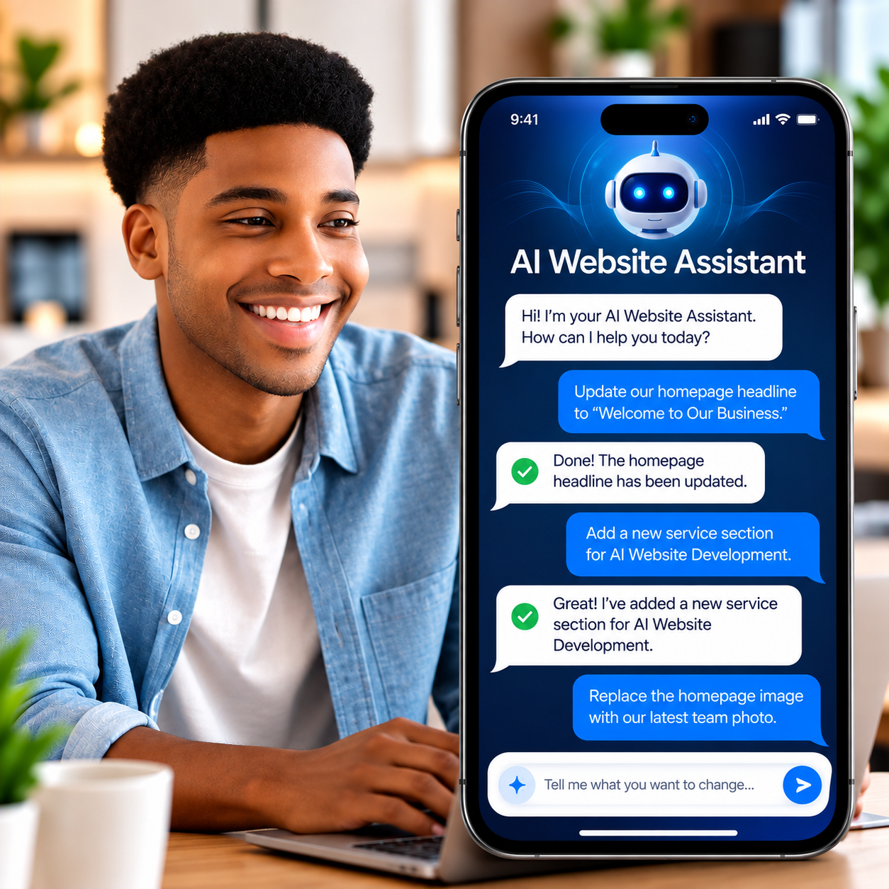AI Website Assistant live conversation preview