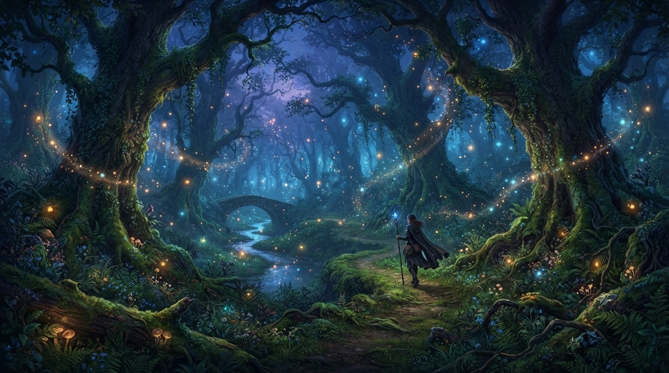 Magical forest theme background