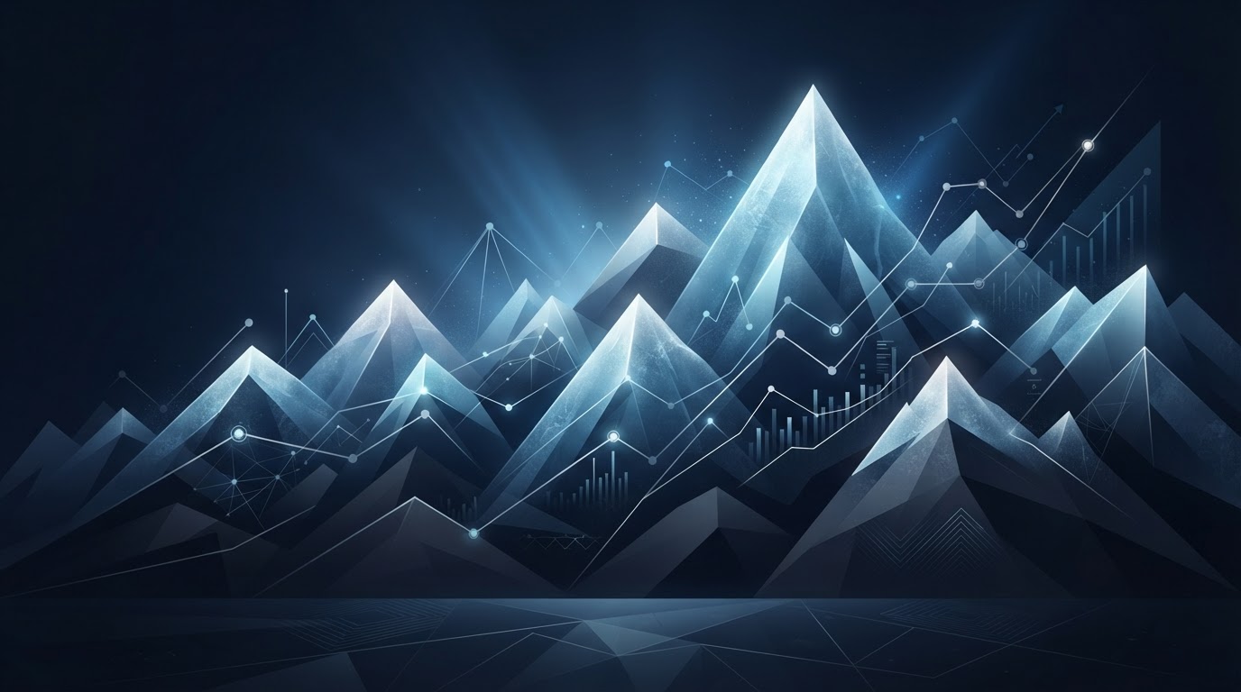 Abstract mountain range in navy and glacier blue gradients