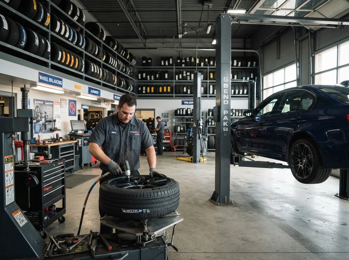 Ironclad Tire & Auto service team working on a tire installation