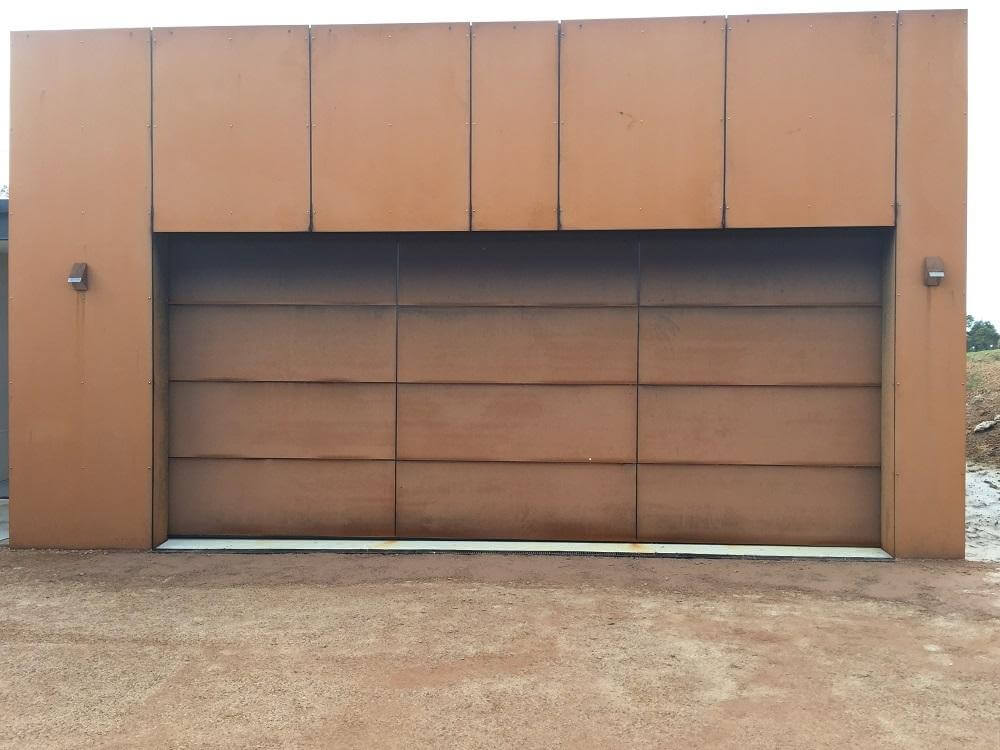 Corten front garage door design and installation by Dandenong Garage Doors