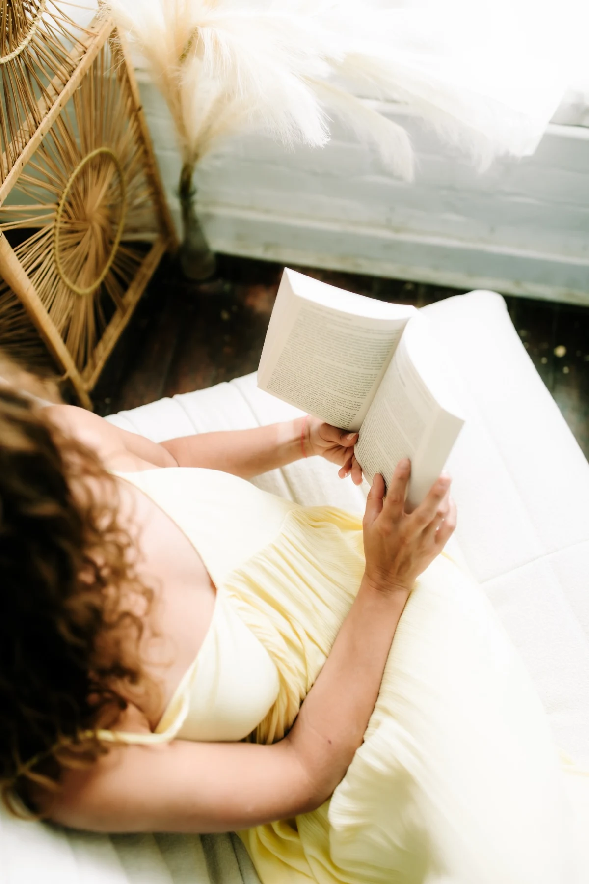Rachel reading a book in natural light