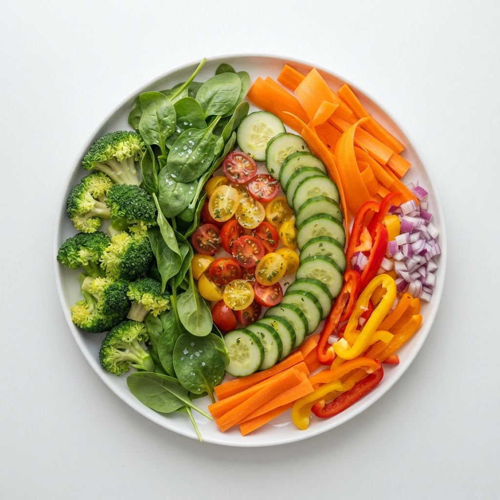 Large plate of fresh vegetables