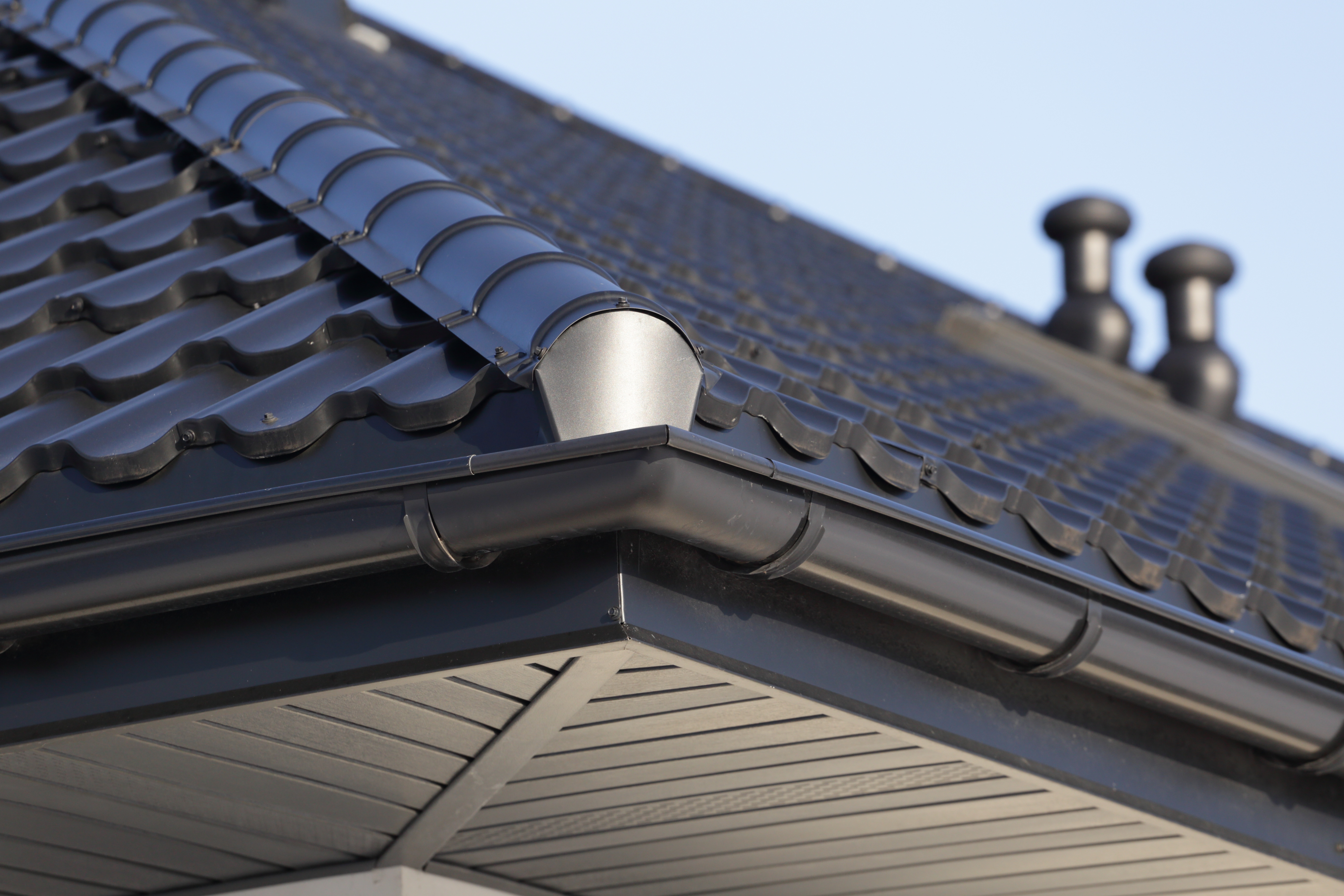 Corner of a roof gutter on a TAP Remodeling project