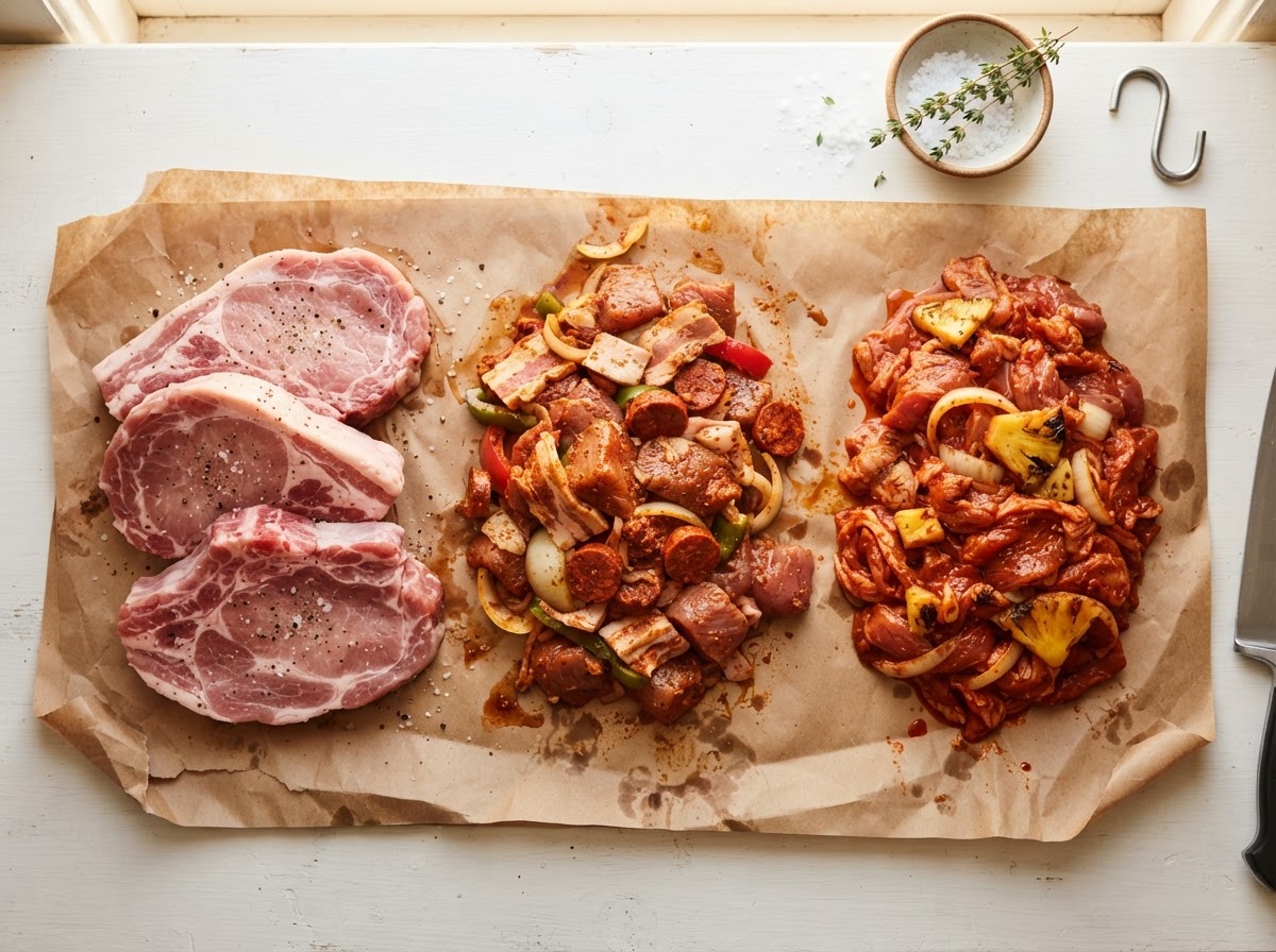 Cortes de puerco frescos: chuleta, discada y pastor en SuperMarket Gómez