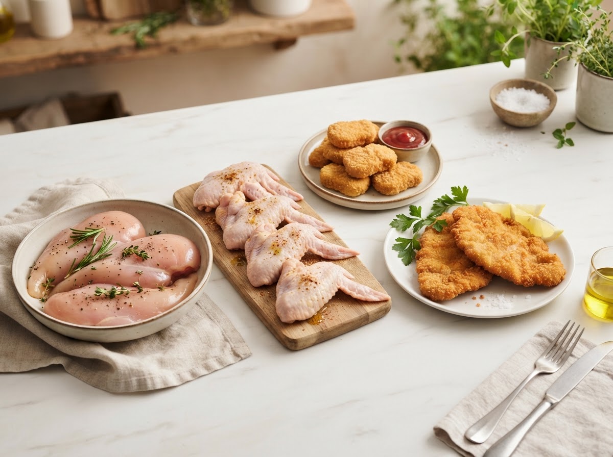 Pollo fresco: pechuga, alitas, boneless y empanizado en SuperMarket Gómez