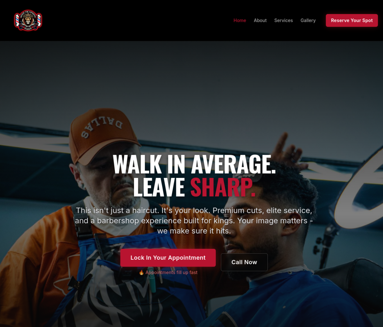 Texas Kingdom Barber Brand website preview