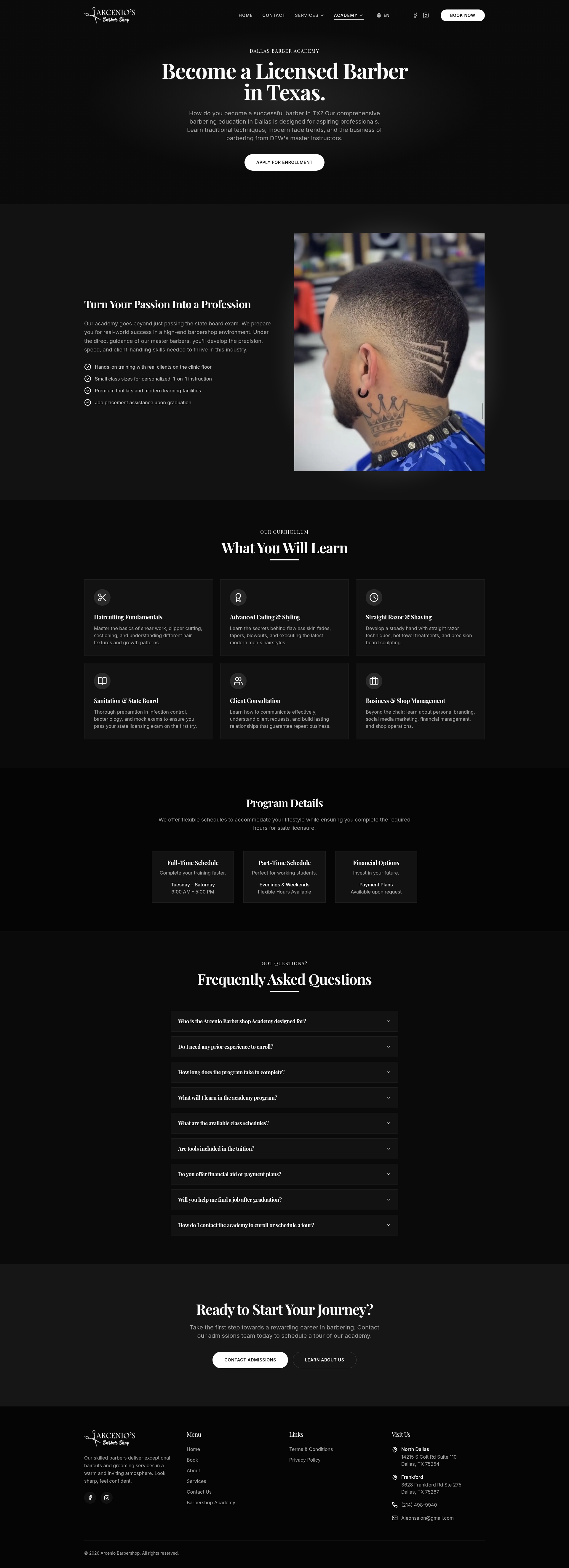 Arcenio's Barber Shop website preview
