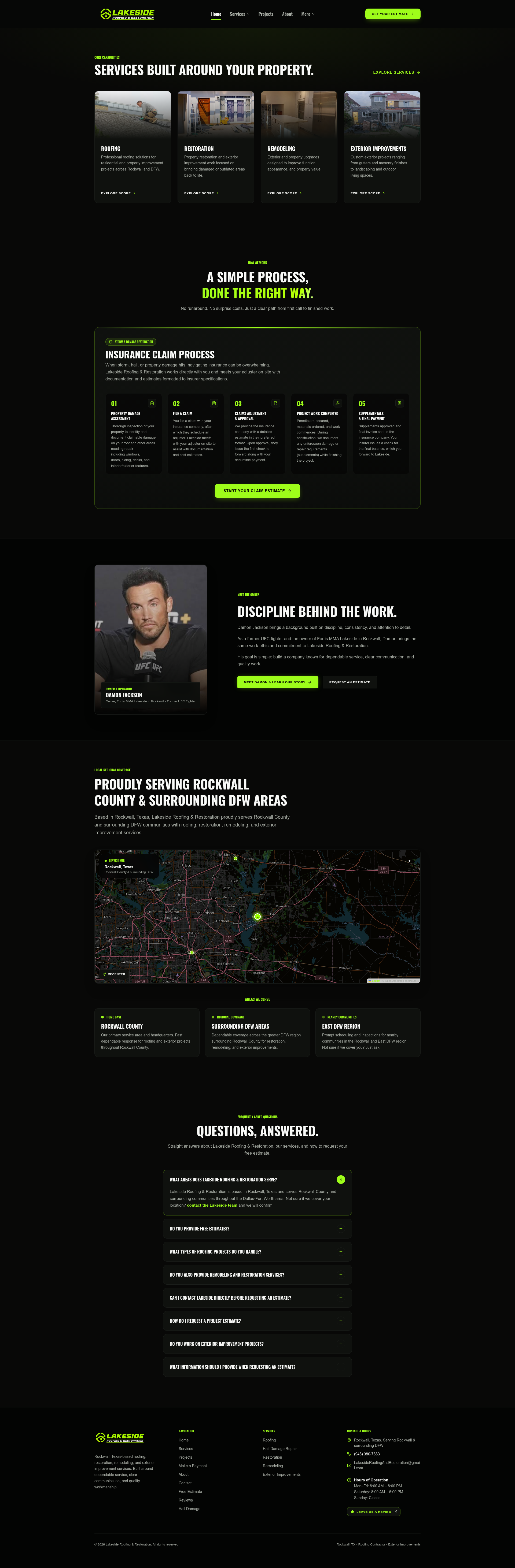 Lakeside Roofing & Restoration website preview