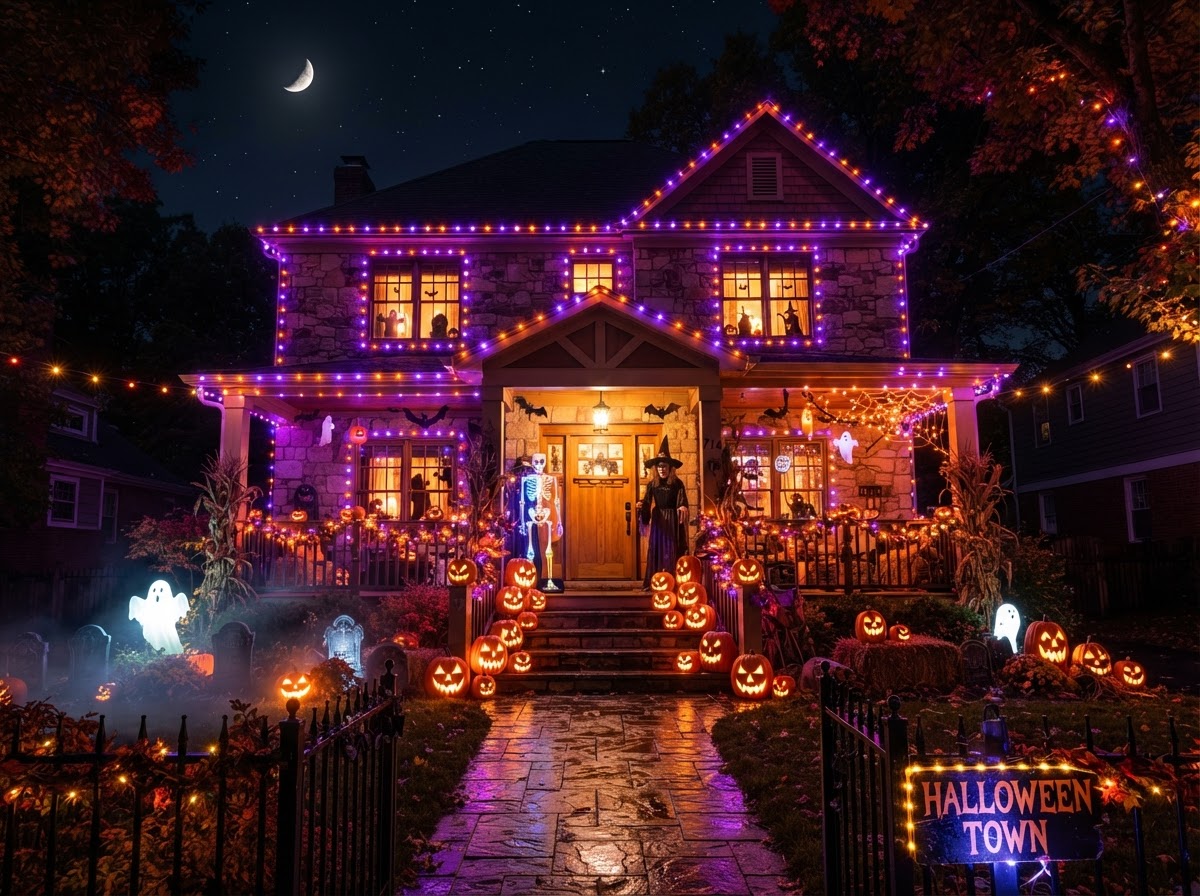 Halloween Lighting installation in Orange County
