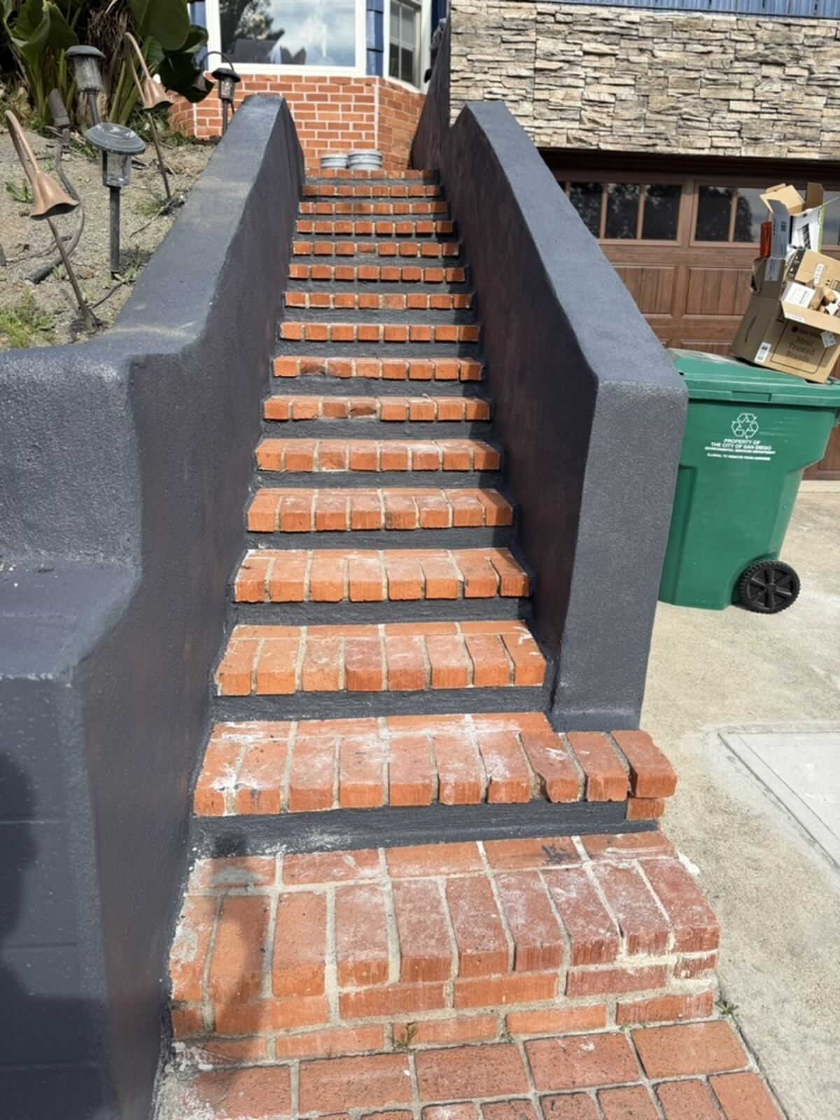 After Stucco repair and paint, stairway entry