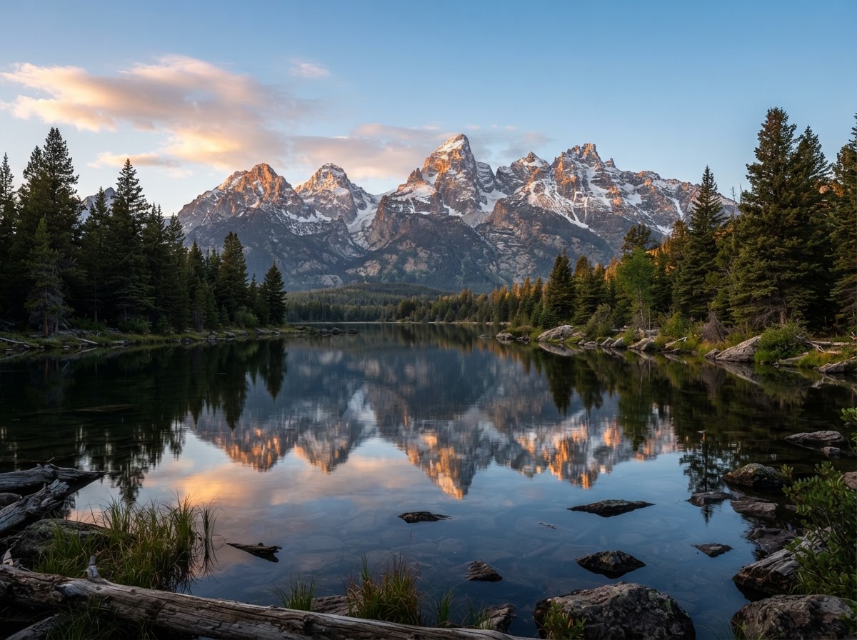 Montañas Grand Teton en Wyoming, donde Amistad Bail Bonds ayuda a las familias con fianzas de inmigración a distancia