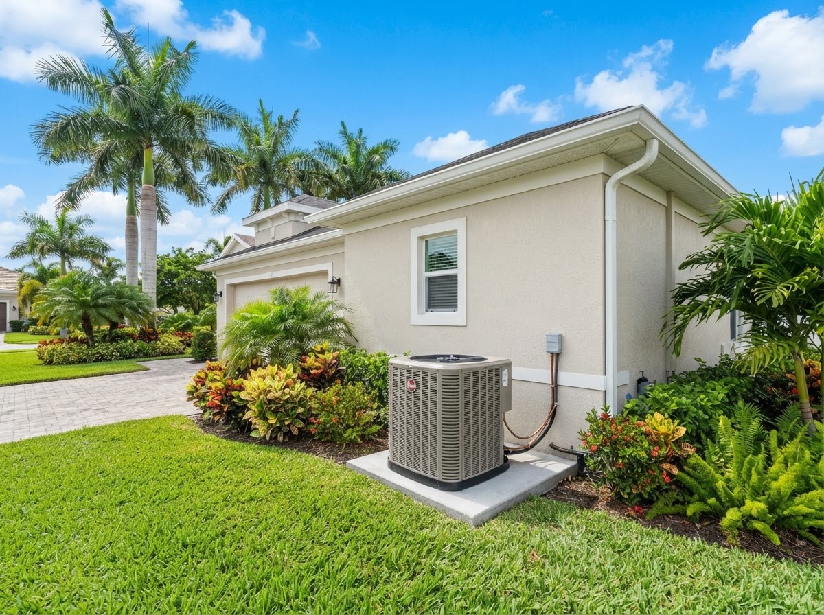 Newly installed air conditioning unit at a Florida home