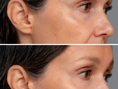 Before and after cheek and mid-face contour filler treatment at Renew U Aesthetics in Apple Valley, MN