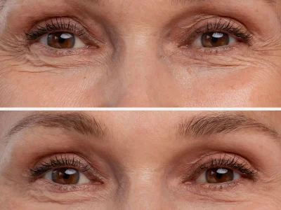 Before and after Botox treatment for crow's feet and eye area lines at Renew U Aesthetics in Apple Valley, MN