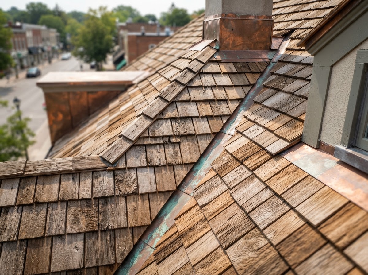 Cedar shake craftsmanship detail on Niagara home