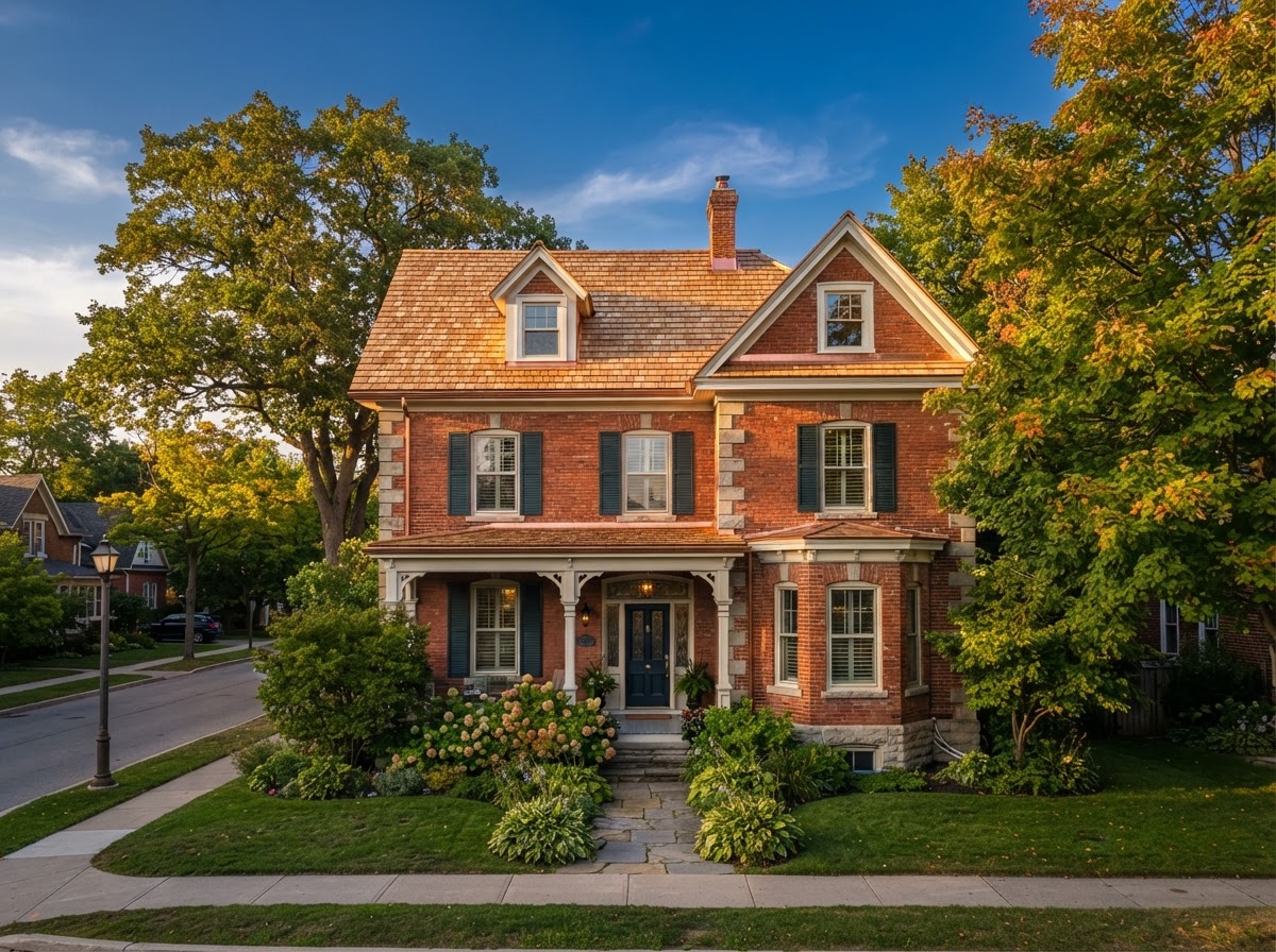 Heritage Niagara-on-the-Lake home with a freshly installed natural cedar shake roof