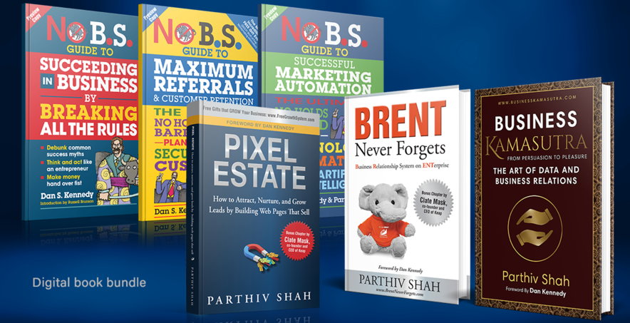 Digital book bundle including No B.S. guides, Pixel Estate, Brent Never Forgets, and Business Kamasutra