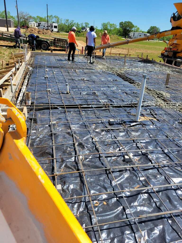 Vapor Barrier & Rebar Grid Slab Pour — Commercial project in Seguin, TX