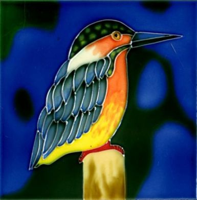 Kingfisher ceramic tile artwork from Salcombe Ceramics