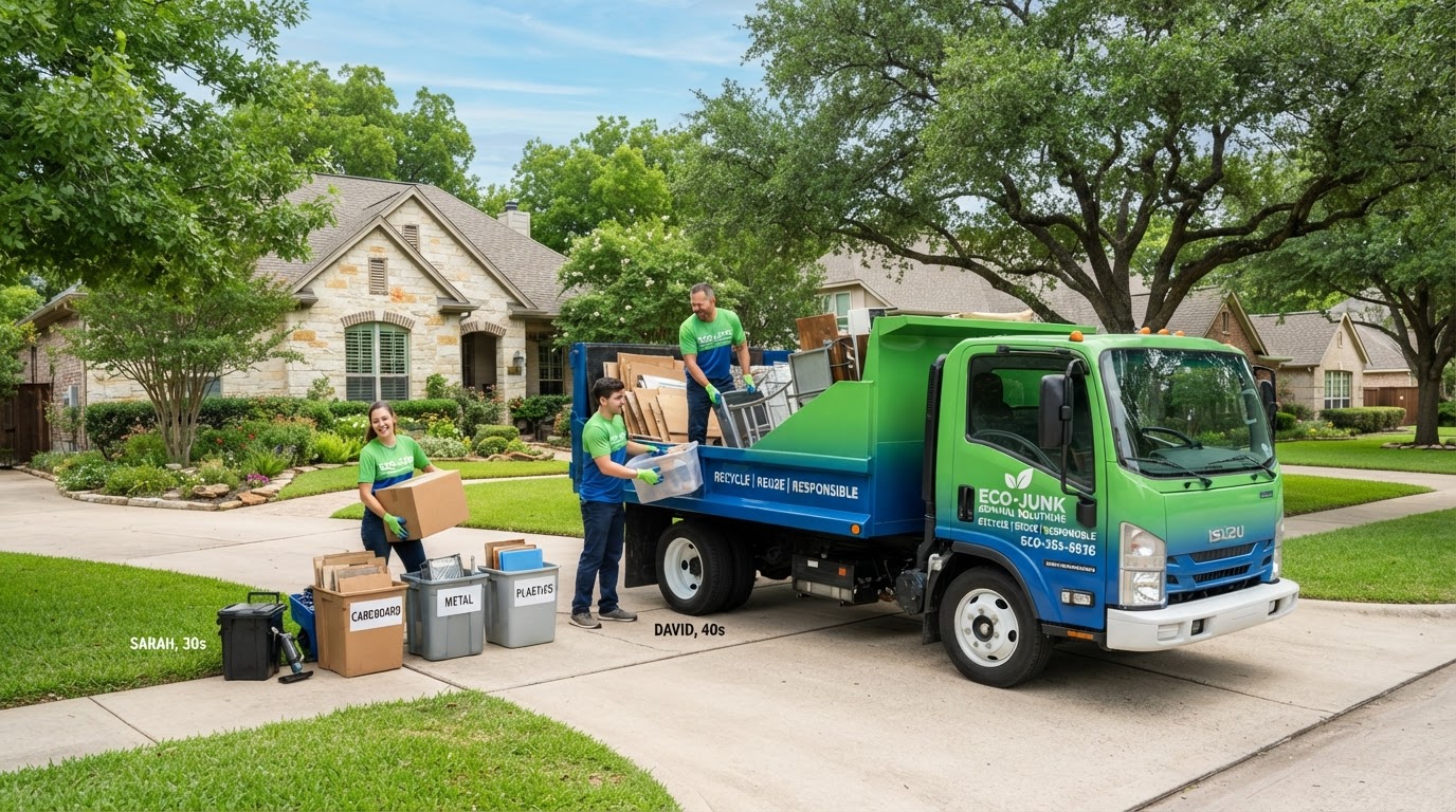 Planetary Aid junk removal truck loading sorted recyclables