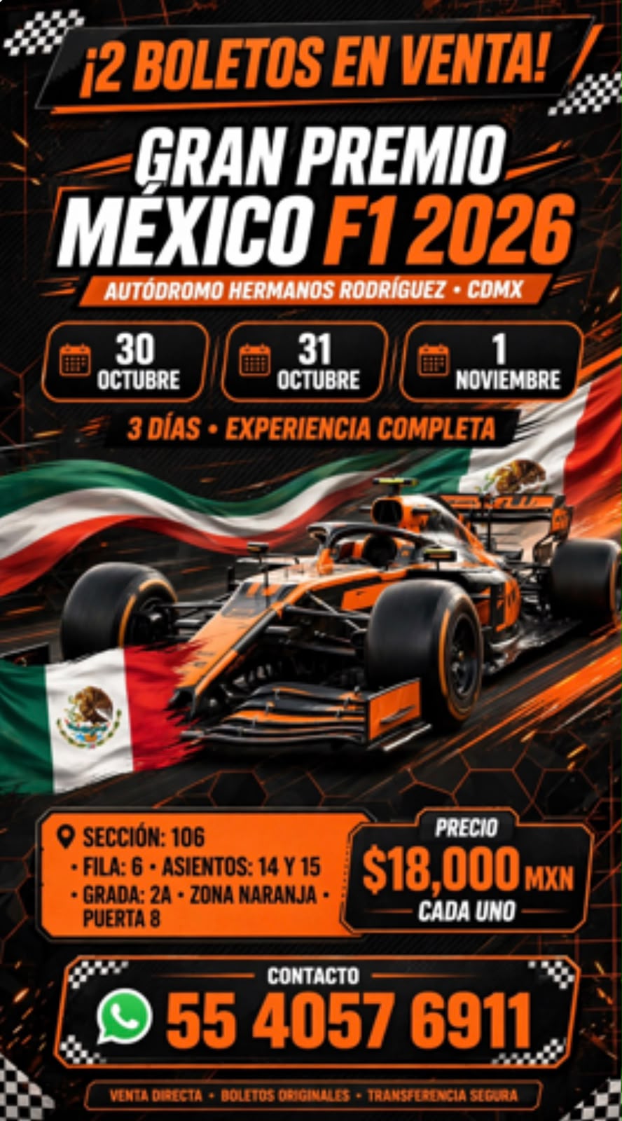 Cartel oficial del premio Fórmula 1 Gran Premio de México