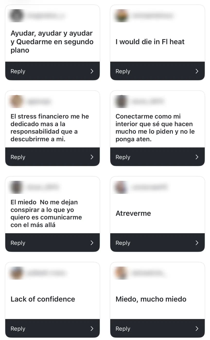 Respuestas de la comunidad: Atreverme, Miedo mucho miedo