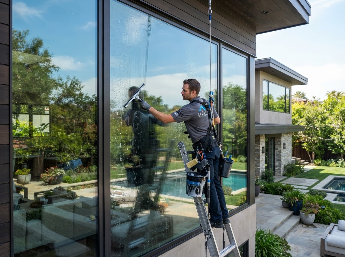 Exterior window washing service