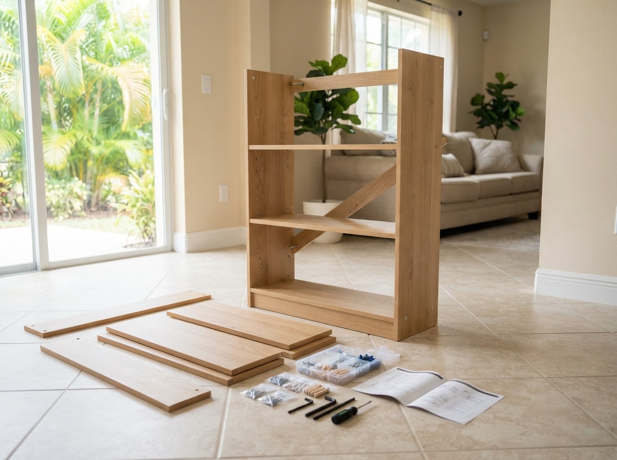 Furniture assembly in progress