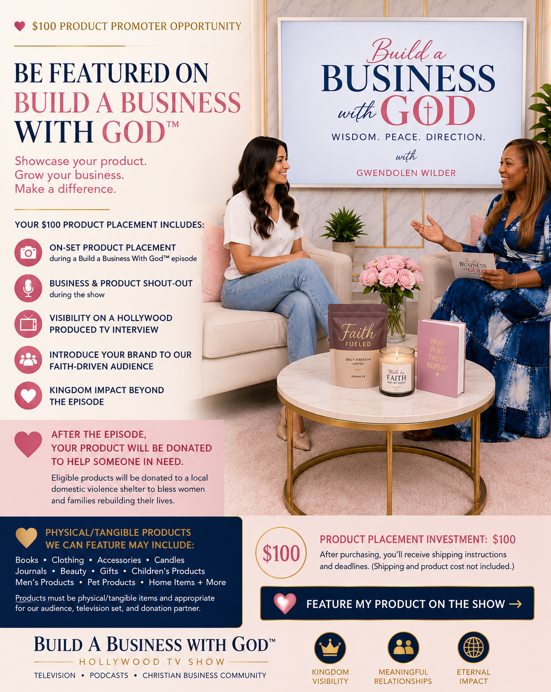 $100 Product Promoter Opportunity on Build a Business With God™
