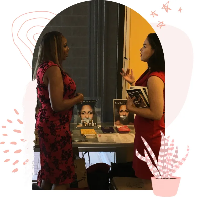 Gwendolen Wilder connecting with readers, clients, and customers showcasing It's OK to Tell My Story