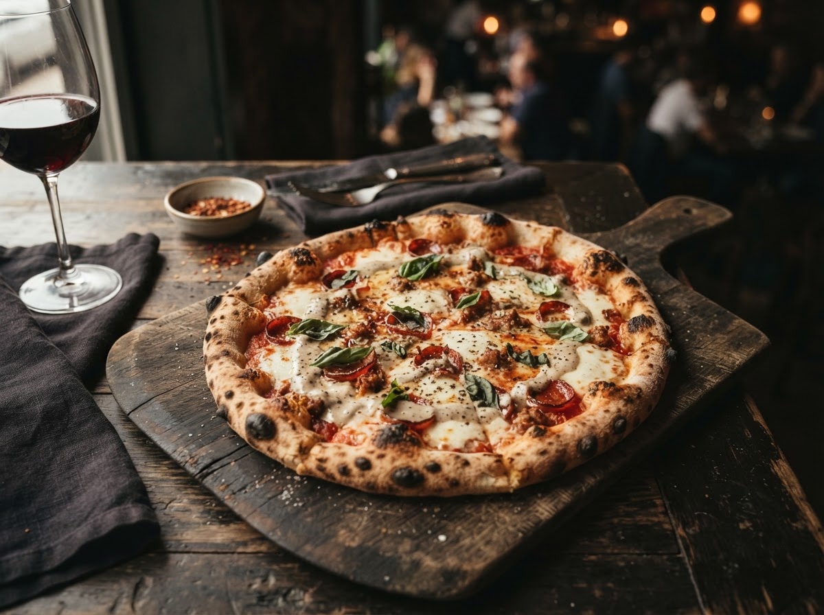Pizza harmonizado com o molho cremoso Estância 16