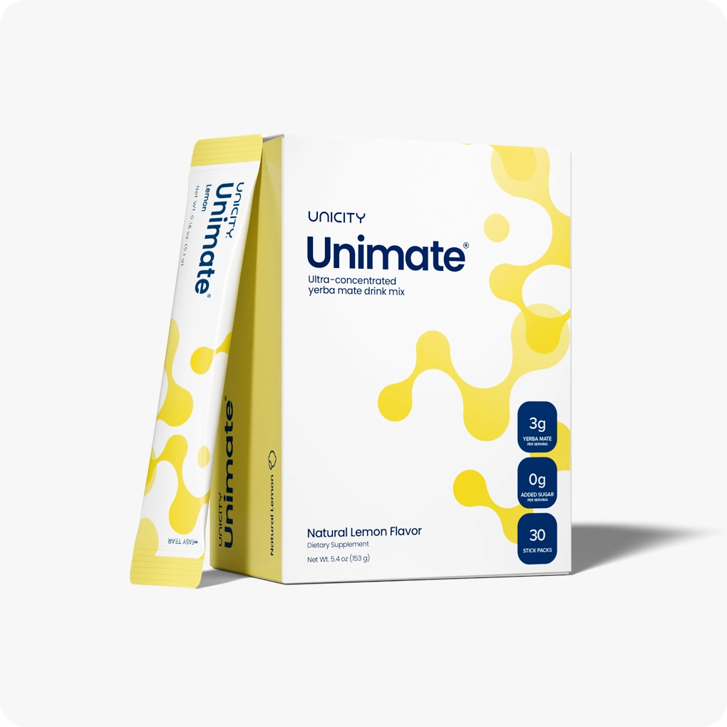 Official Unicity Unimate ultra-concentrated yerba mate drink mix box