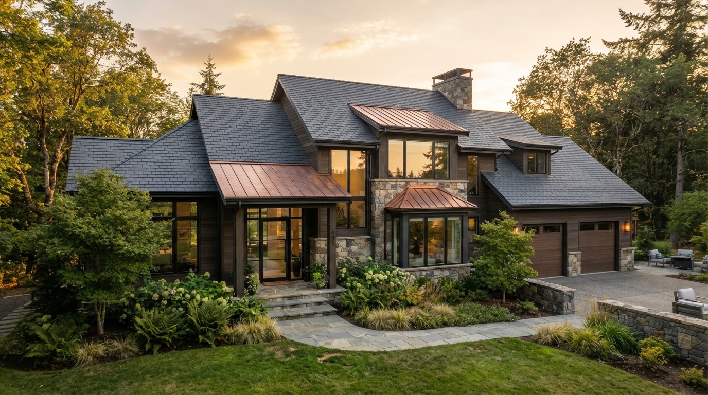 Architectural roofing and custom standing seam metal accents by McCullough Roofing & Metal Works Inc.