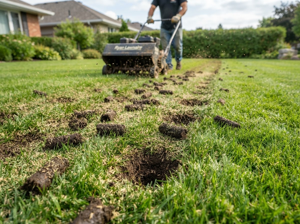 Aerating and seeding lawn care