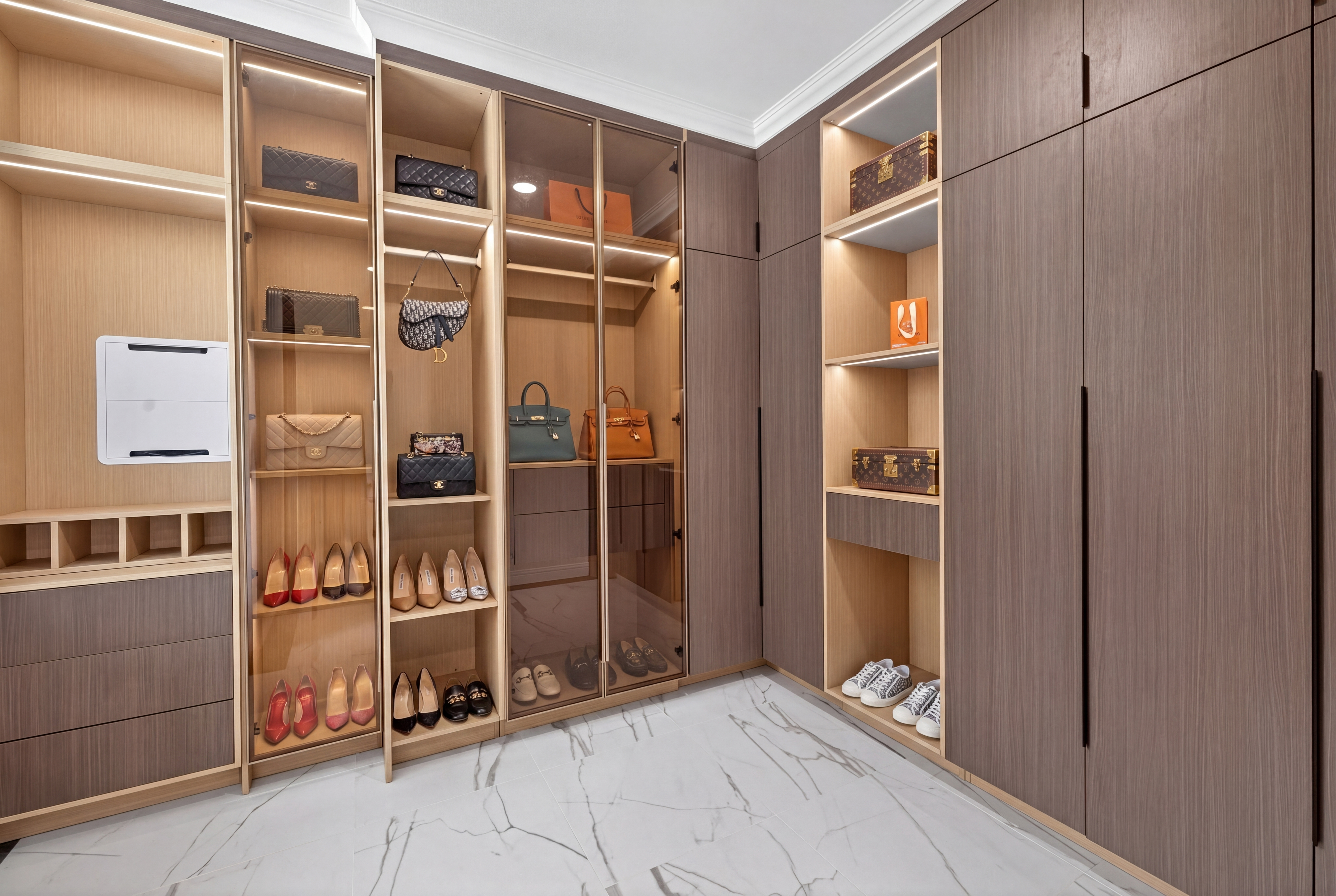 Oversized Custom Illuminated Walk-in Closet