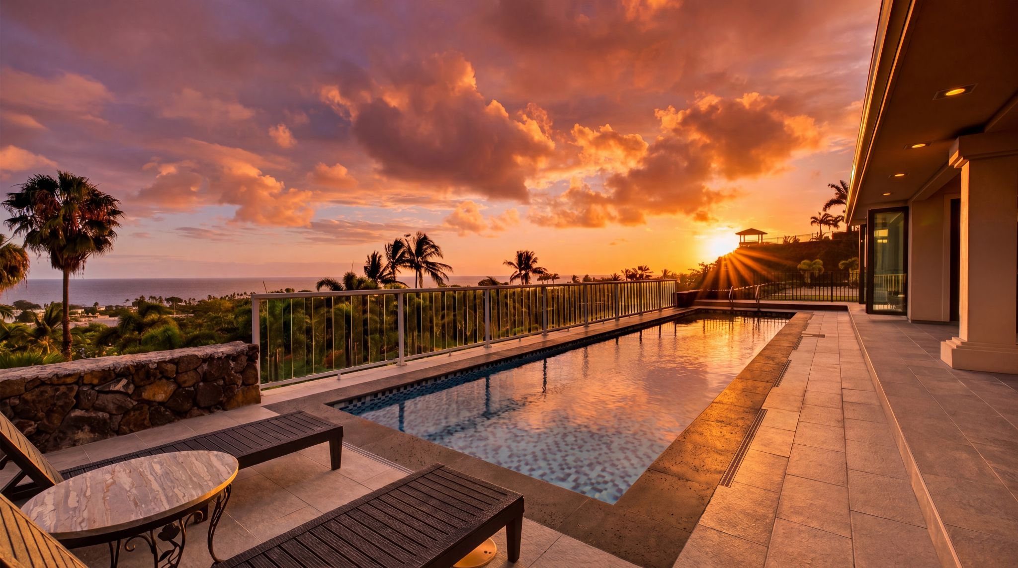 Golden Royale Pool Sunset