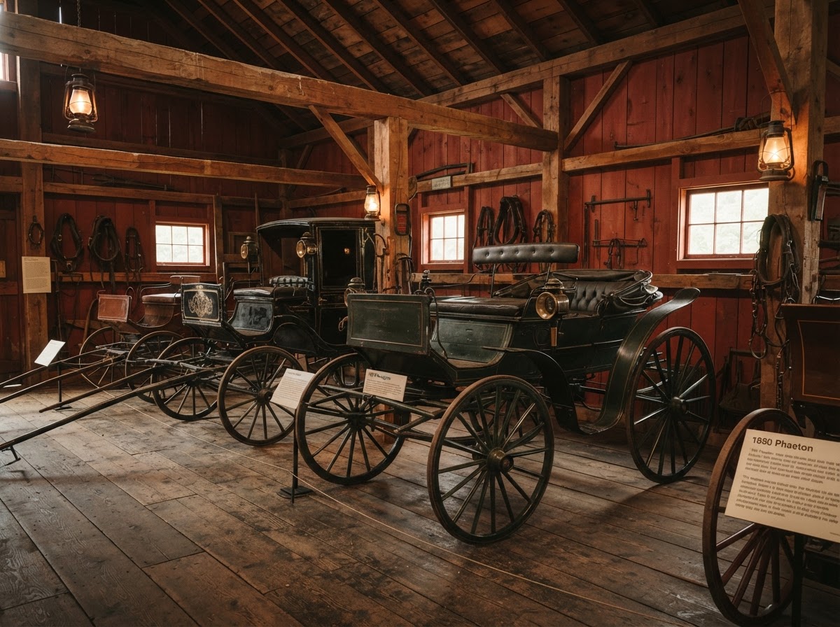 Carruajes antiguos en el Nutter Marvel Carriage Museum de Georgetown