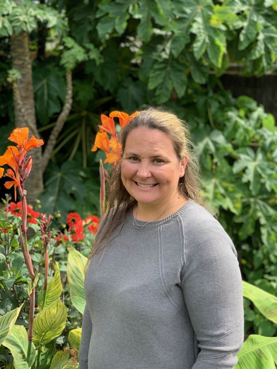 Angela Hoyt, florist, in a garden