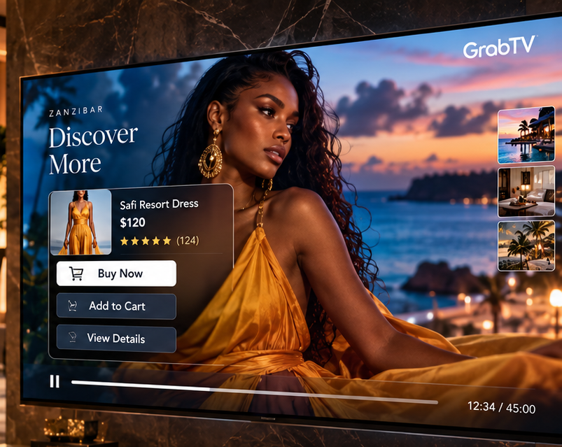 Instant On-Screen Shopping — POM POM Suites TV on-screen experience