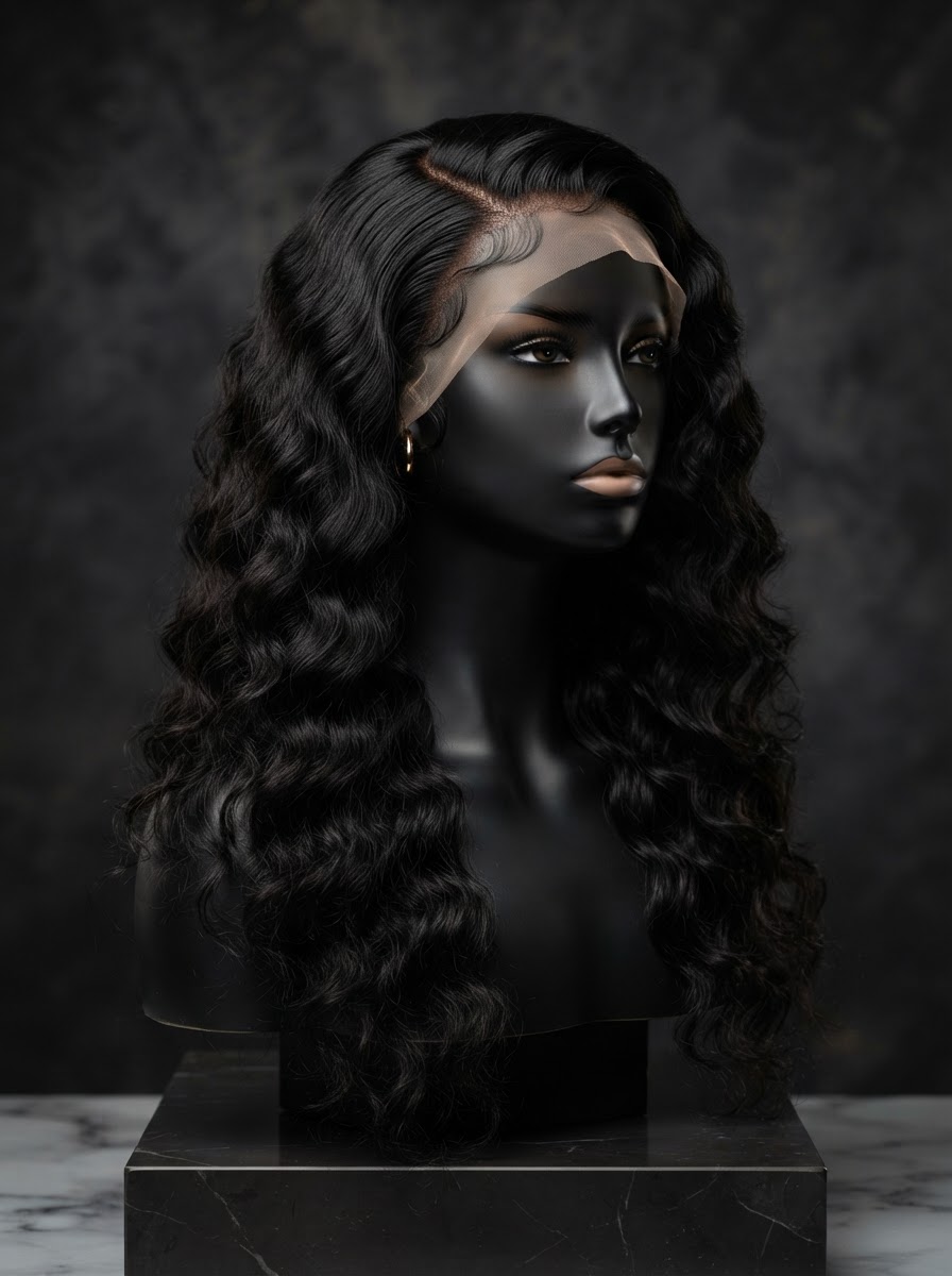 Deep Wave Transparent Lace Wig — premium virgin Brazilian hair, deep wave, transparent lace, 13x4 / 5x5