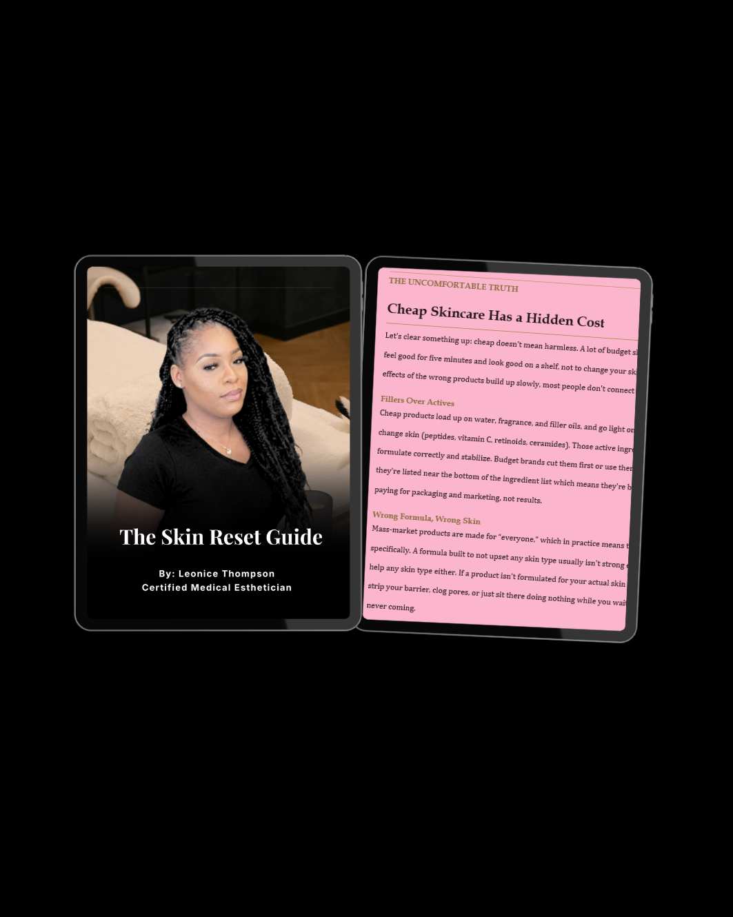 The Skin Reset Guide preview on tablet